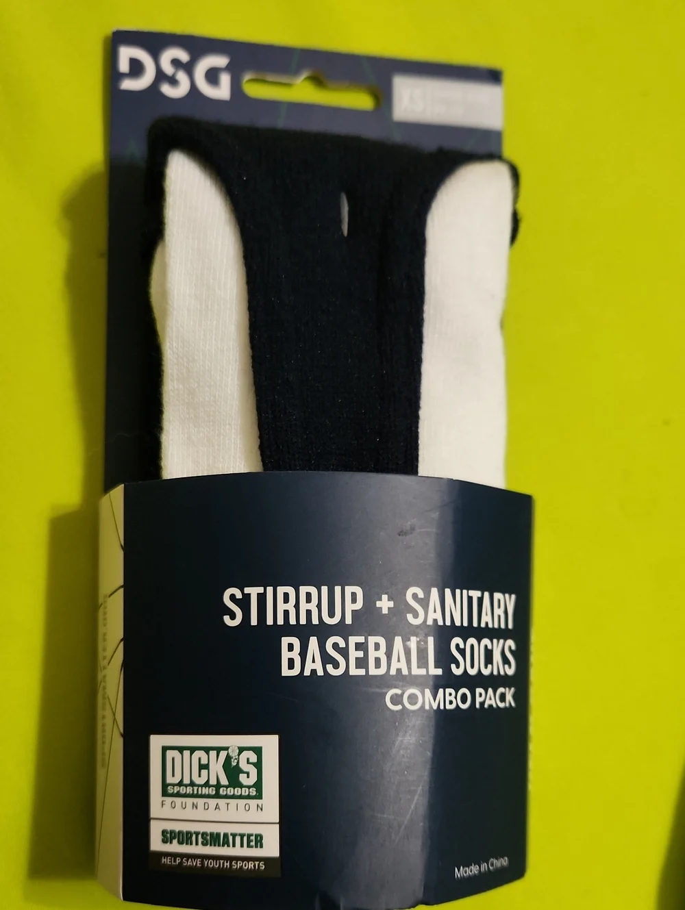 DSG Navy Stirrup Socks & Sanitary Sock baseball Softball Combo Pack XS